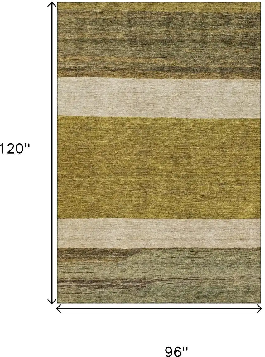 Gold Ivory And Gray Striped Washable Area Rug With UV Protection Photo 8