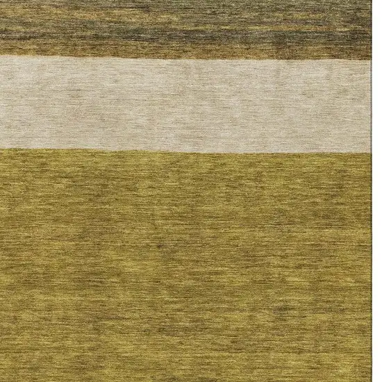 Gold Ivory And Gray Striped Washable Area Rug With UV Protection Photo 3