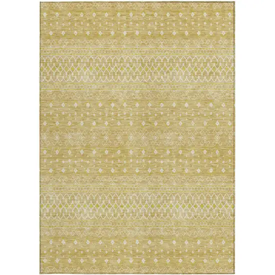 Gold Ivory And Taupe Tribal Washable Indoor Outdoor Area Rug Photo 3