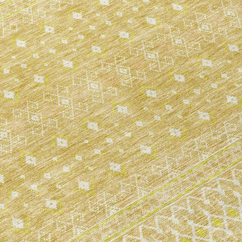 Gold Ivory And Taupe Tribal Washable Indoor Outdoor Area Rug Photo 9