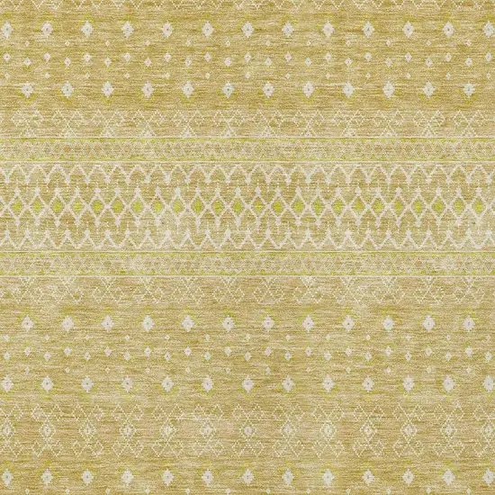 Gold Ivory And Taupe Tribal Washable Indoor Outdoor Area Rug Photo 3
