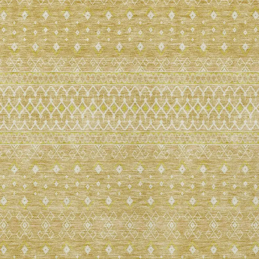 Gold Ivory And Taupe Tribal Washable Indoor Outdoor Area Rug Photo 3
