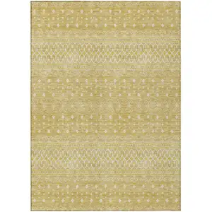 Photo of Gold Ivory And Taupe Tribal Washable Indoor Outdoor Area Rug