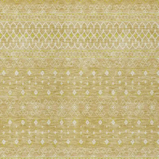 Gold Ivory And Taupe Tribal Washable Indoor Outdoor Area Rug Photo 3