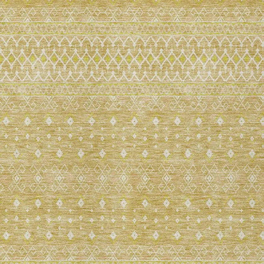 Gold Ivory And Taupe Tribal Washable Indoor Outdoor Area Rug Photo 3