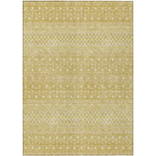 Gold Ivory And Taupe Tribal Washable Indoor Outdoor Area Rug Photo 1