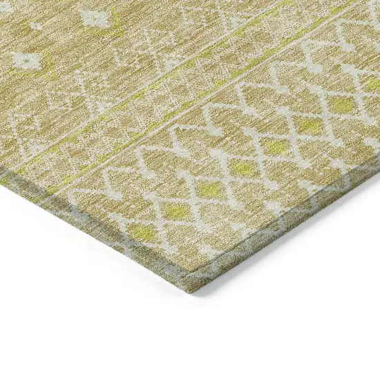 Gold Ivory And Taupe Tribal Washable Indoor Outdoor Area Rug Photo 3
