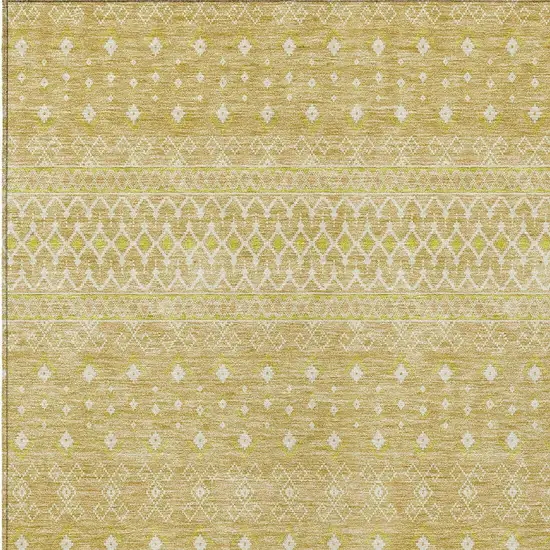 Gold Ivory And Taupe Tribal Washable Indoor Outdoor Area Rug Photo 4