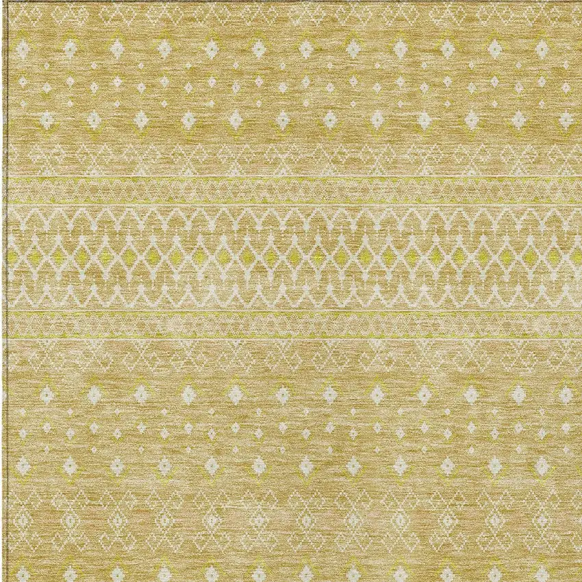 Gold Ivory And Taupe Tribal Washable Indoor Outdoor Area Rug Photo 4