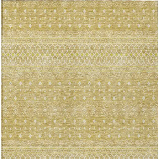 Gold Ivory And Taupe Tribal Washable Indoor Outdoor Area Rug Photo 2