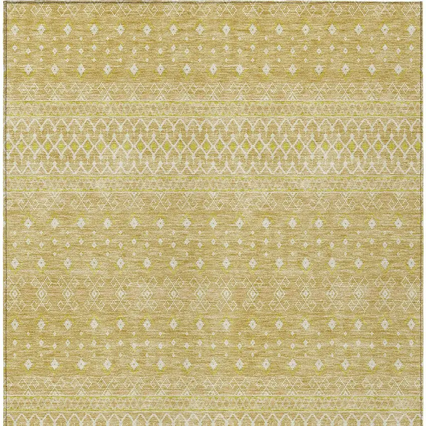 Gold Ivory And Taupe Tribal Washable Indoor Outdoor Area Rug Photo 2