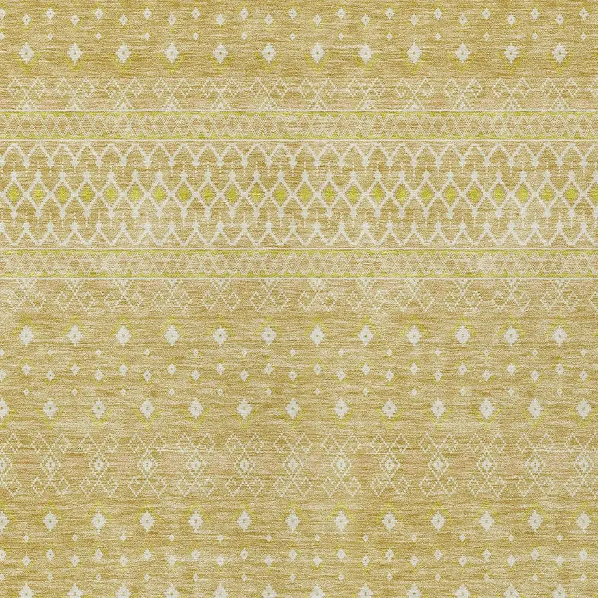 Gold Ivory And Taupe Tribal Washable Indoor Outdoor Area Rug Photo 7