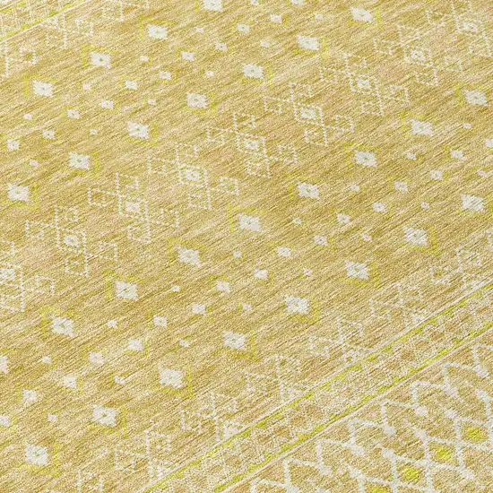 Gold Ivory And Taupe Tribal Washable Indoor Outdoor Area Rug Photo 8