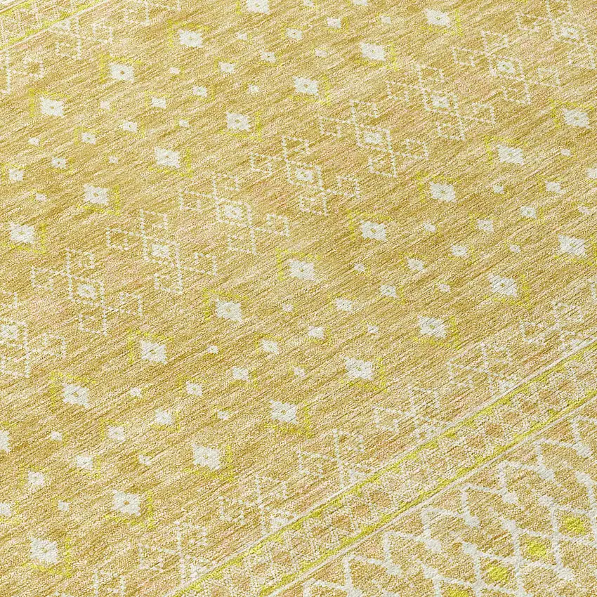 Gold Ivory And Taupe Tribal Washable Indoor Outdoor Area Rug Photo 8