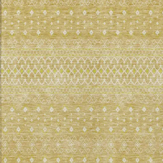 Gold Ivory And Taupe Tribal Washable Indoor Outdoor Area Rug Photo 4