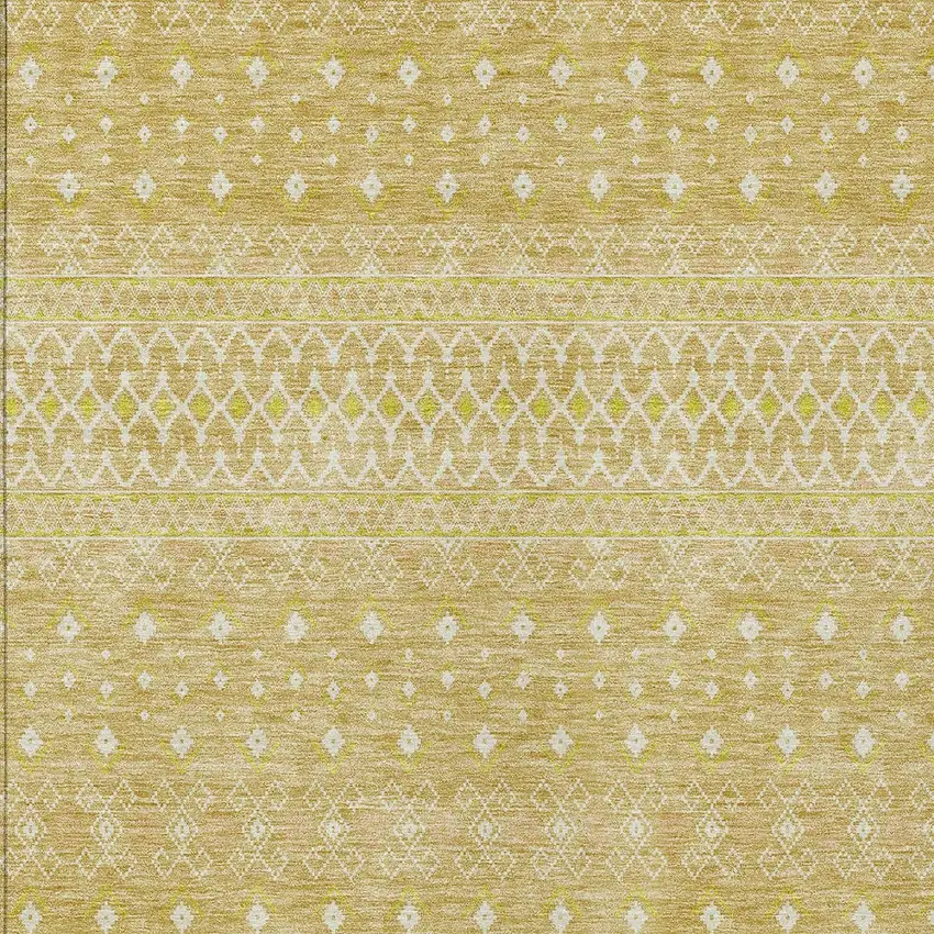 Gold Ivory And Taupe Tribal Washable Indoor Outdoor Area Rug Photo 4