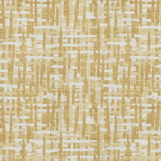 Gold Ivory And Wheat Abstract Geometric Washable Area Rug With UV Protection Photo 2