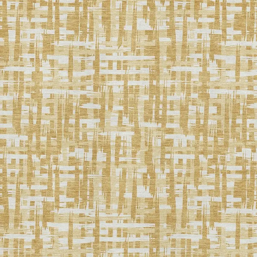 Gold Ivory And Wheat Abstract Geometric Washable Area Rug With UV Protection Photo 2