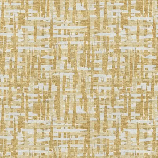 Gold Ivory And Wheat Abstract Geometric Washable Area Rug With UV Protection Photo 2