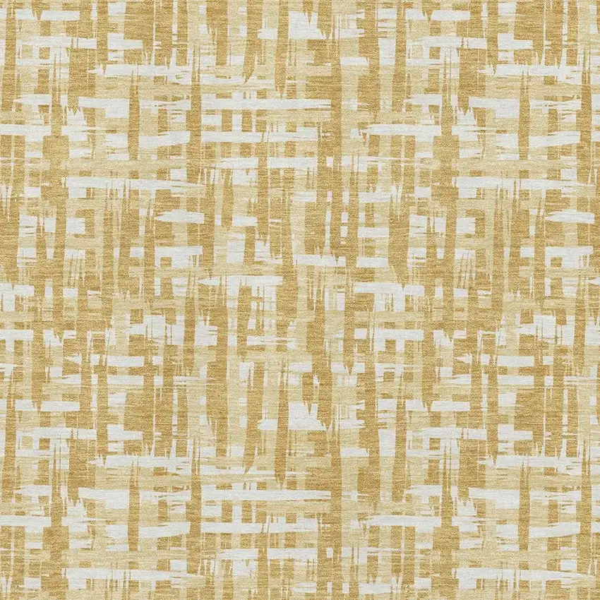 Gold Ivory And Wheat Abstract Geometric Washable Area Rug With UV Protection Photo 2
