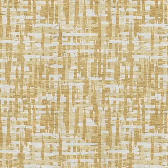 Gold Ivory And Wheat Abstract Geometric Washable Area Rug With UV Protection Photo 2