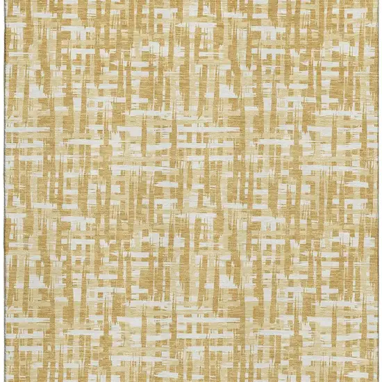 Gold Ivory And Wheat Abstract Geometric Washable Area Rug With UV Protection Photo 2