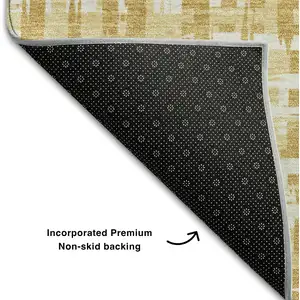 Photo of Gold Ivory And Wheat Abstract Geometric Washable Area Rug With UV Protection