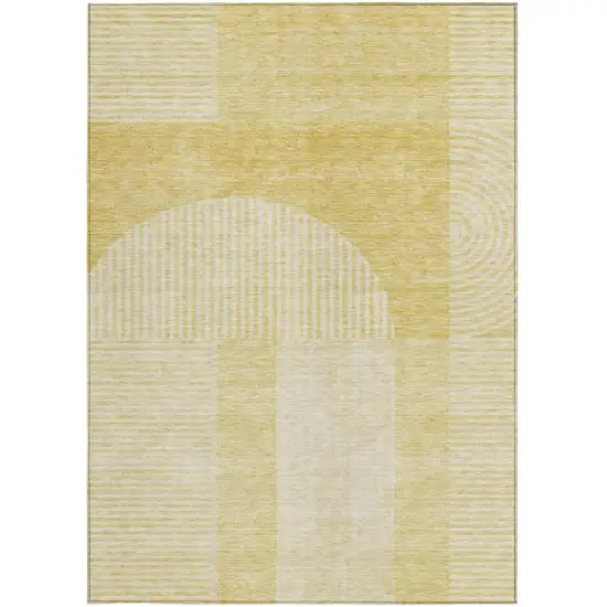 Gold Ivory And Yellow Geometric Washable Indoor Outdoor Area Rug Photo 6