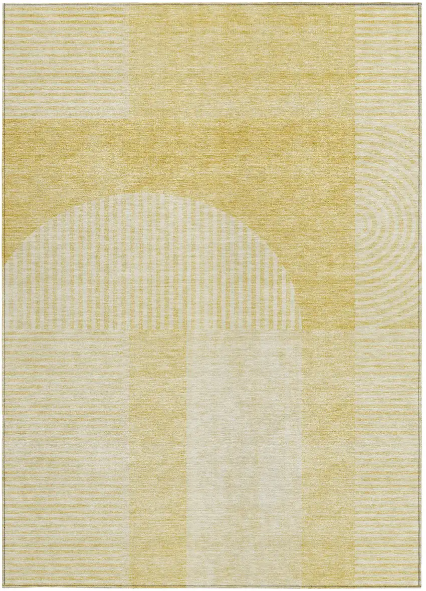 Gold Ivory And Yellow Geometric Washable Indoor Outdoor Area Rug Photo 6
