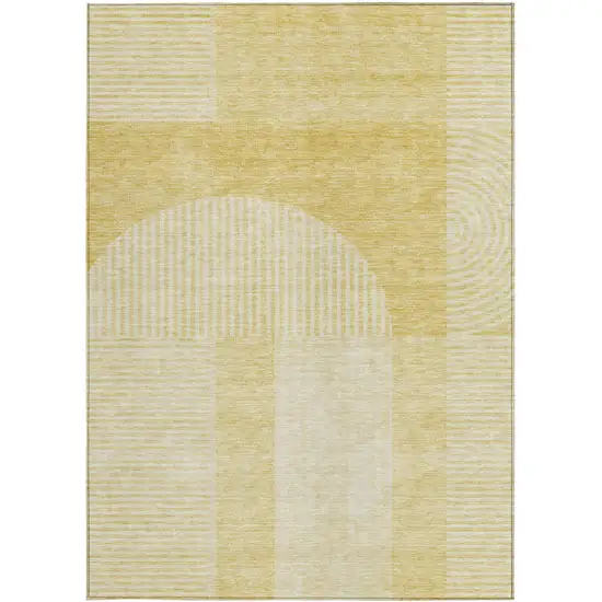 Gold Ivory And Yellow Geometric Washable Indoor Outdoor Area Rug Photo 6