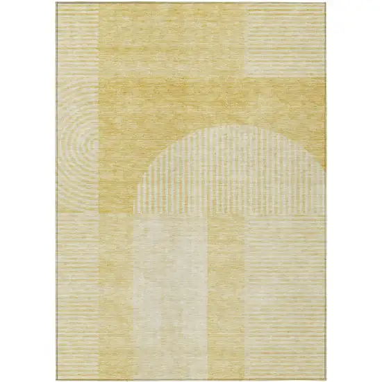 Gold Ivory And Yellow Geometric Washable Indoor Outdoor Area Rug Photo 1
