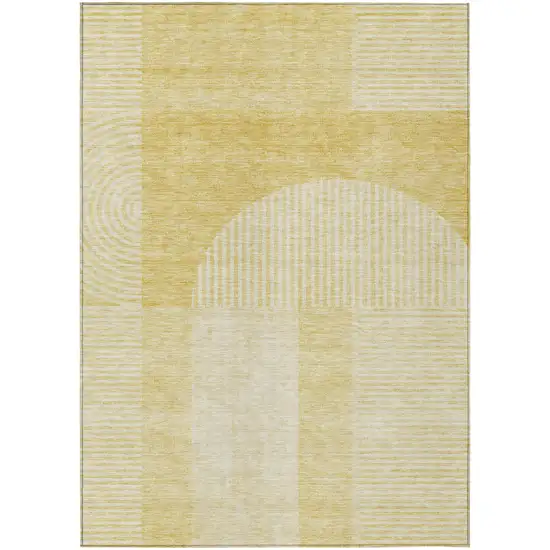 Gold Ivory And Yellow Geometric Washable Indoor Outdoor Area Rug Photo 1