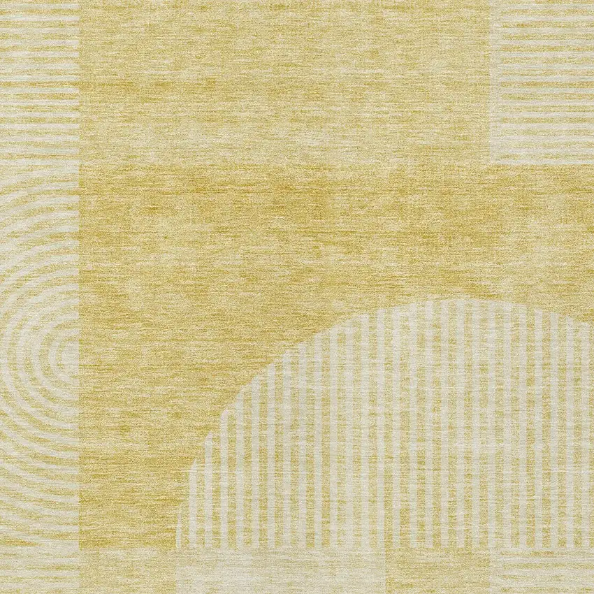 Gold Ivory And Yellow Geometric Washable Indoor Outdoor Area Rug Photo 4