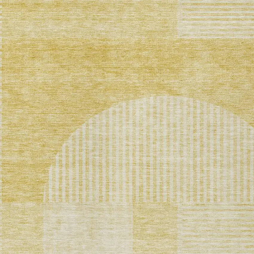 Gold Ivory And Yellow Geometric Washable Indoor Outdoor Area Rug Photo 4