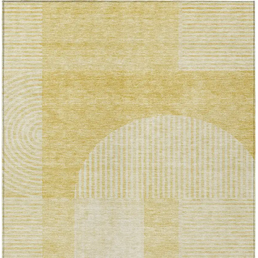 Gold Ivory And Yellow Geometric Washable Indoor Outdoor Area Rug Photo 5