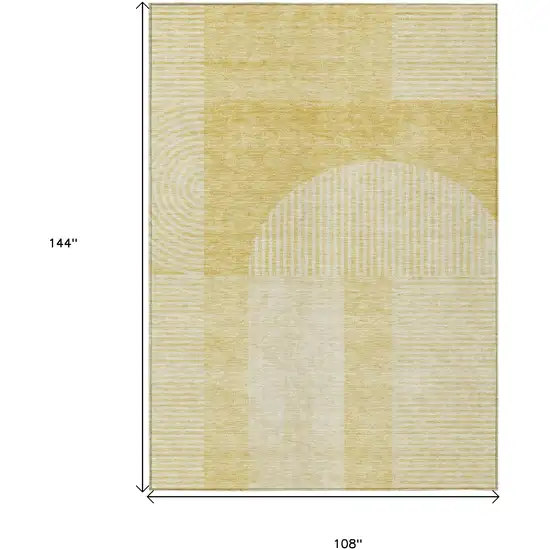 Gold Ivory And Yellow Geometric Washable Indoor Outdoor Area Rug Photo 3