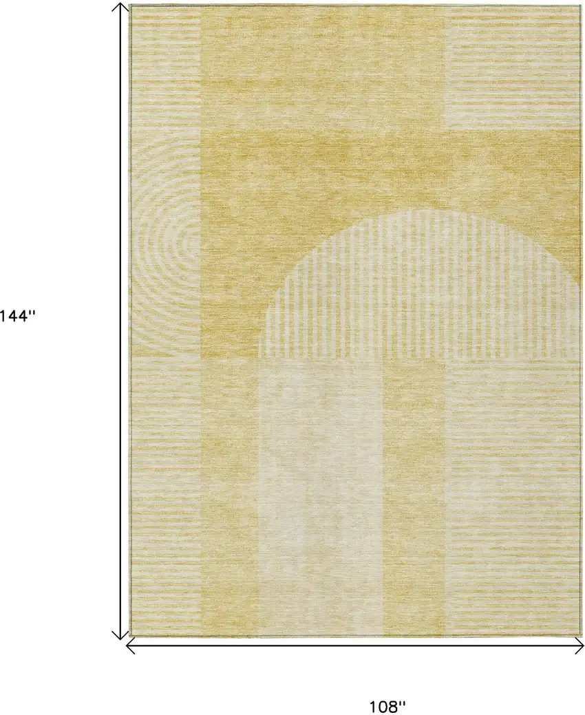 Gold Ivory And Yellow Geometric Washable Indoor Outdoor Area Rug Photo 3
