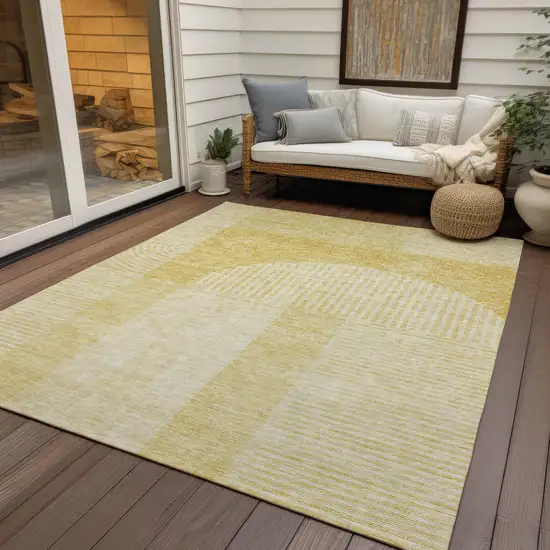 Gold Ivory And Yellow Geometric Washable Indoor Outdoor Area Rug Photo 6
