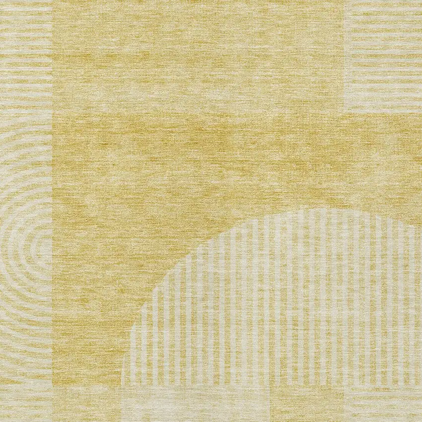 Gold Ivory And Yellow Geometric Washable Indoor Outdoor Area Rug Photo 4