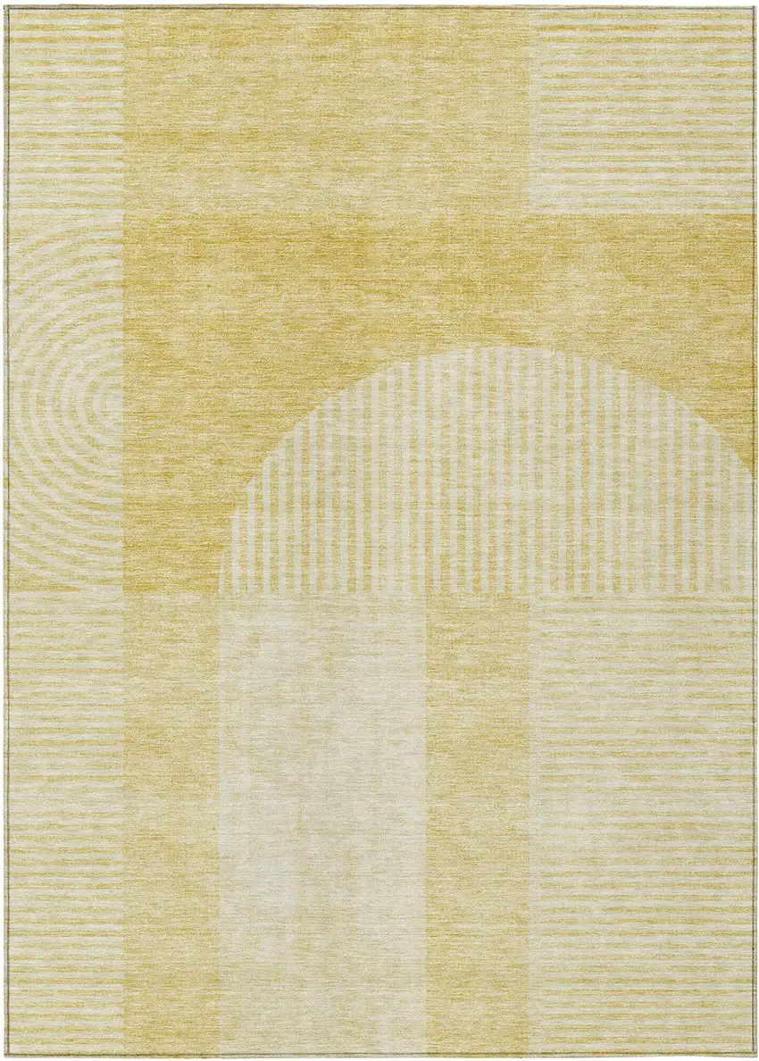 Gold Ivory And Yellow Geometric Washable Indoor Outdoor Area Rug Photo 1