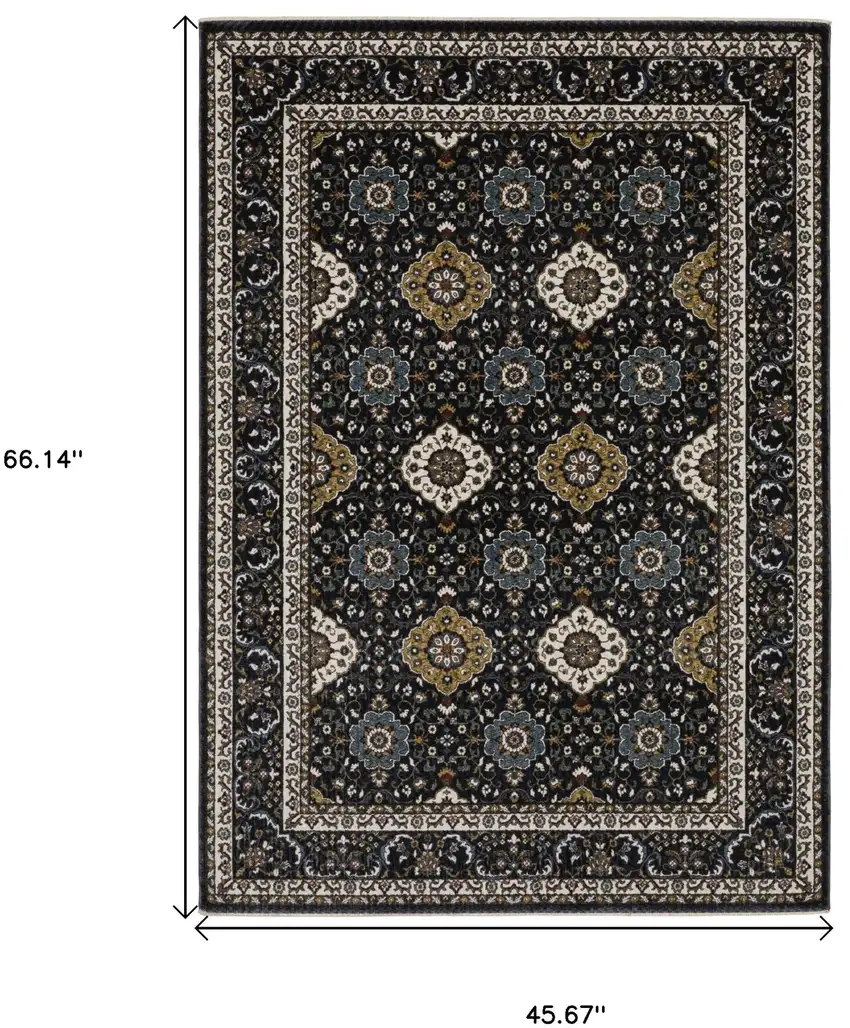 Gold Medallion Area Rug With Fringe Photo 3
