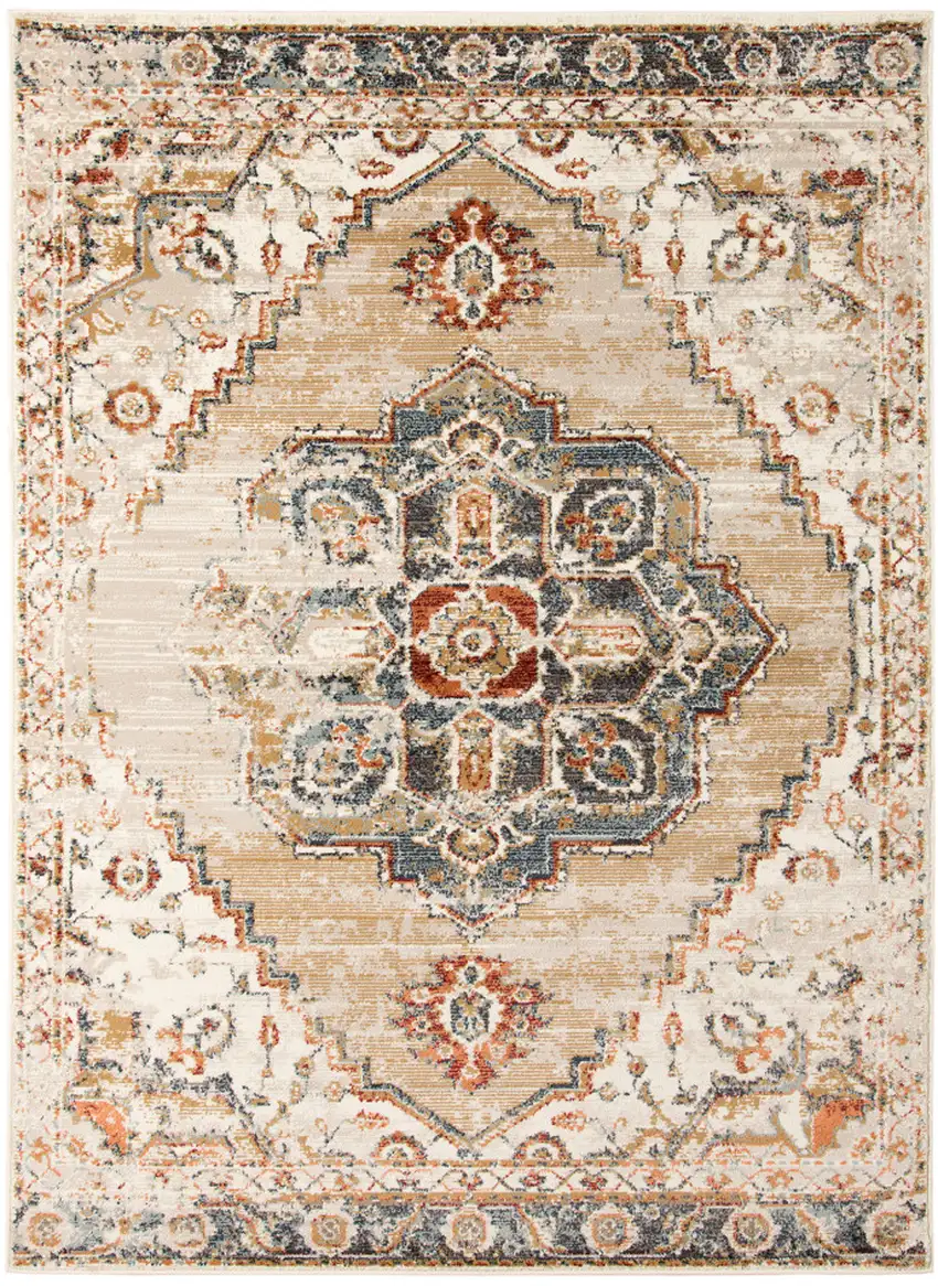 Gold Medallion Power Loom Area Rug Photo 1
