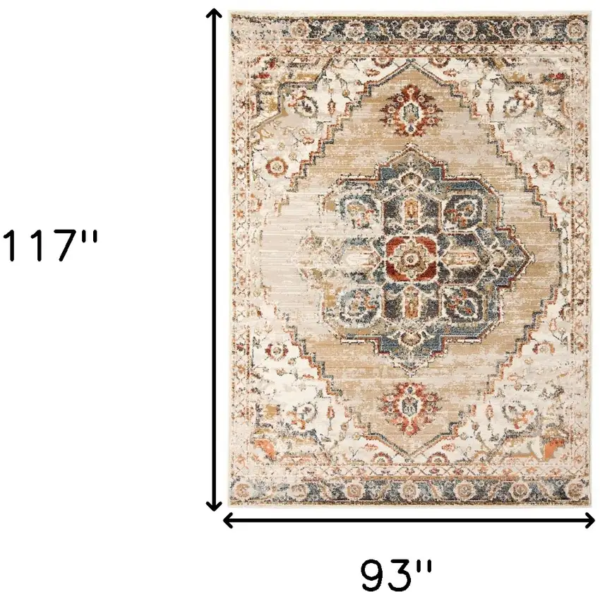 Gold Medallion Power Loom Area Rug Photo 8