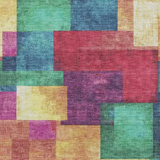 Gold Navy Blue And Purple Geometric Washable Indoor Outdoor Area Rug Photo 9