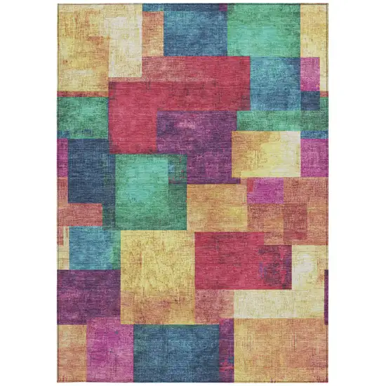 Gold Navy Blue And Purple Geometric Washable Indoor Outdoor Area Rug Photo 3