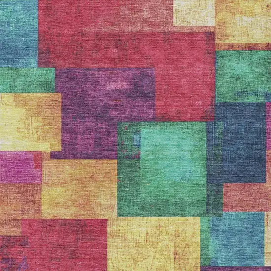 Gold Navy Blue And Purple Geometric Washable Indoor Outdoor Area Rug Photo 4