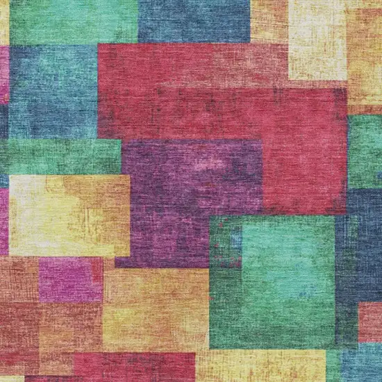 Gold Navy Blue And Purple Geometric Washable Indoor Outdoor Area Rug Photo 3