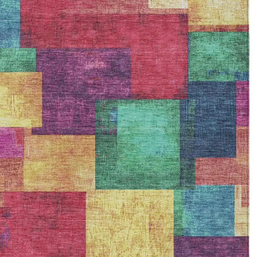 Gold Navy Blue And Purple Geometric Washable Indoor Outdoor Area Rug Photo 3