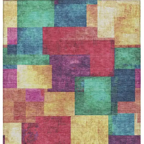 Gold Navy Blue And Purple Geometric Washable Indoor Outdoor Area Rug Photo 3