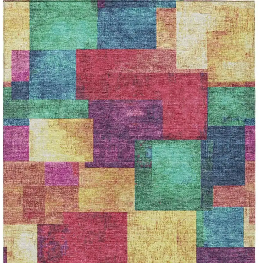 Gold Navy Blue And Purple Geometric Washable Indoor Outdoor Area Rug Photo 3